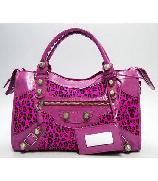 Balenciaga Giant City borsa in fucsia Leopard Print